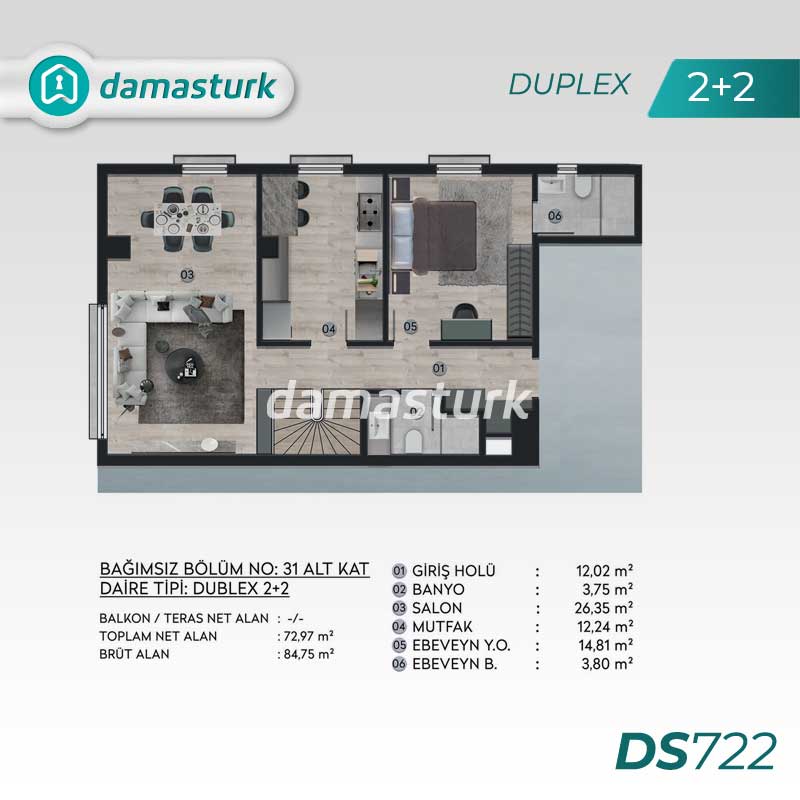 Luxury apartments for sale in Beşiktaş - Istanbul DS722 | damasturk Real Estate 03