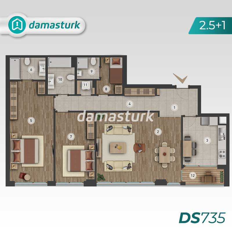 آپارتمان های لوکس برای فروش در زيتون بورنو - استانبول DS735 | املاک داماستورک 01