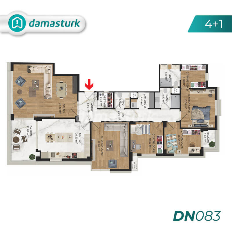 آپارتمانهای فروشی در آنتالیا - ترکیه - مجتمع DN084   || شرکت املاک داماس ترک 02