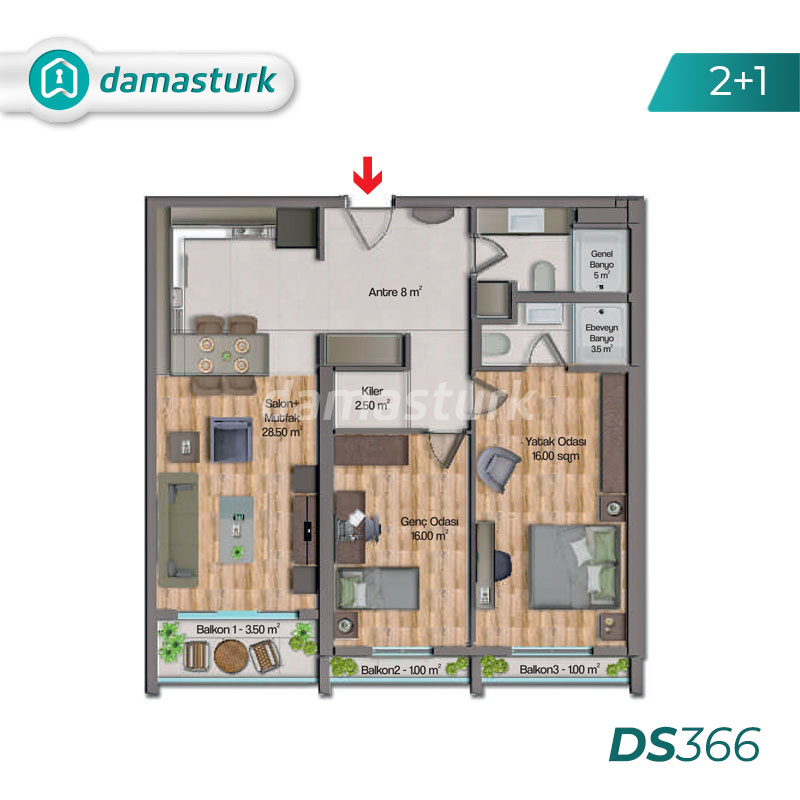 Apartments for sale in Turkey - Istanbul - the complex DS366  || damasturk Real Estate Company 02