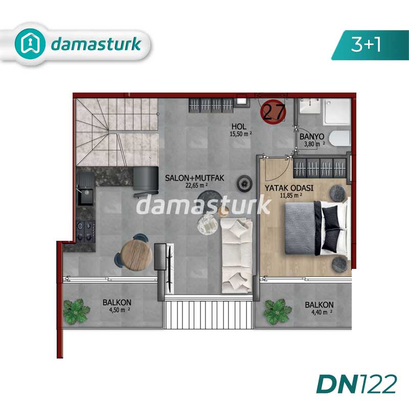 آپارتمان های لوکس برای فروش در آلانیا - آنتالیا DN122 | املاک داماستورک 03