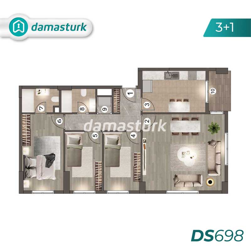 آپارتمان برای فروش در زیتین برنو - استانبول DS698 | املاک داماستورک 03