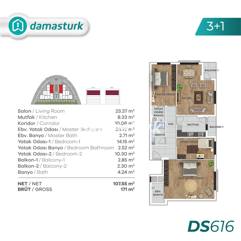 Appartements à vendre à Eyüpsultan - Istanbul DS616 | damasturk Immobilier 03