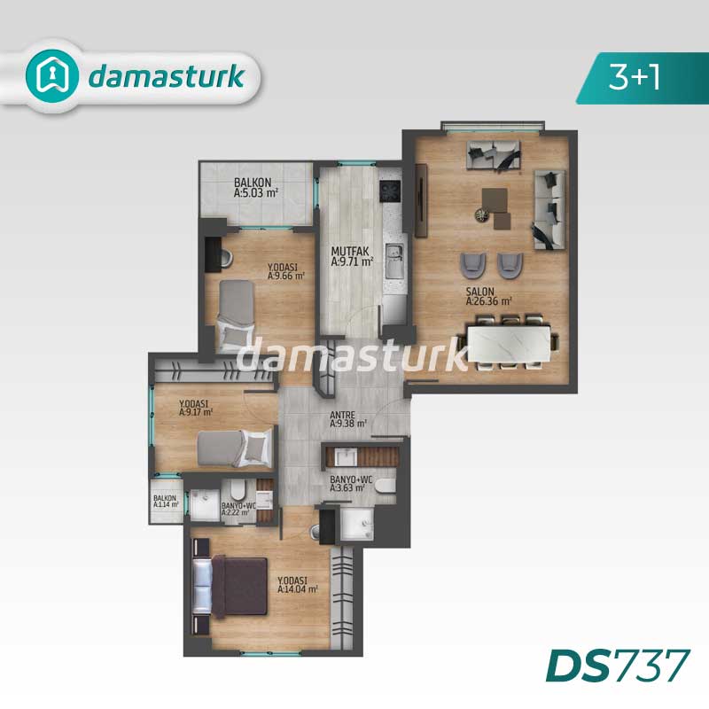 آپارتمان برای فروش در عمرانیه - استانبول DS737 | املاک داماستورک 02