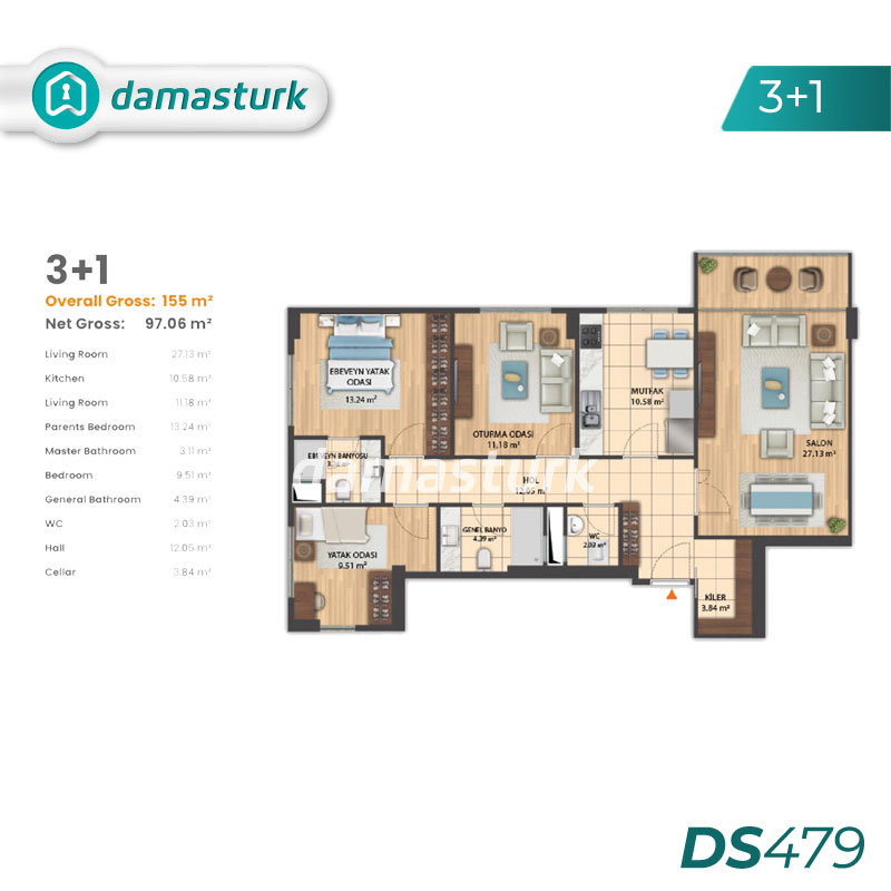 آپارتمان برای فروش در بغجلار- استانبول DS479 | املاک داماستورک 02