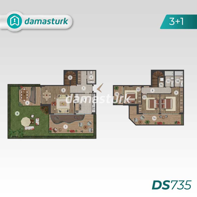 آپارتمان های لوکس برای فروش در زيتون بورنو - استانبول DS735 | املاک داماستورک 04