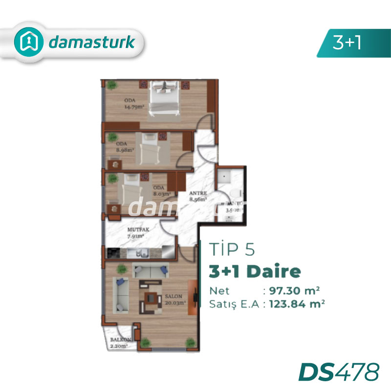 فروش آپارتمان در سلطانگزی - استانبول DS478 | املاک داماستورک 03