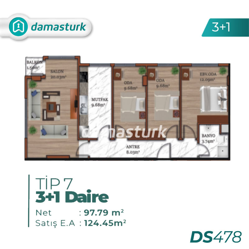 فروش آپارتمان در سلطانگزی - استانبول DS478 | املاک داماستورک 02