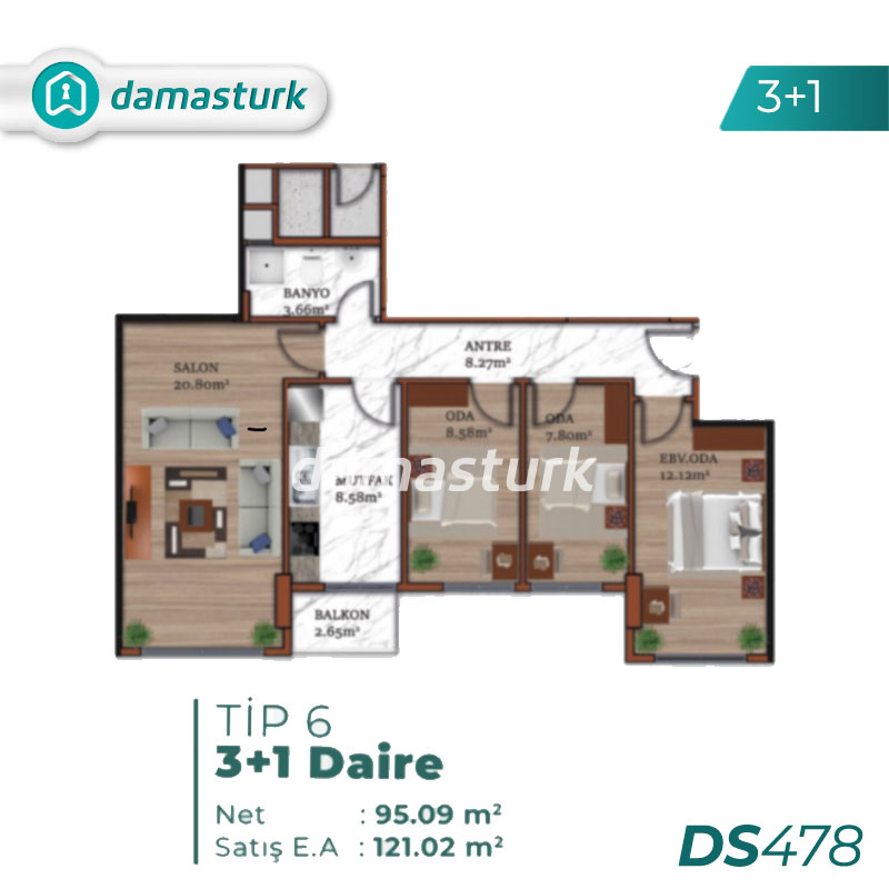 فروش آپارتمان در سلطانگزی - استانبول DS478 | املاک داماستورک 01