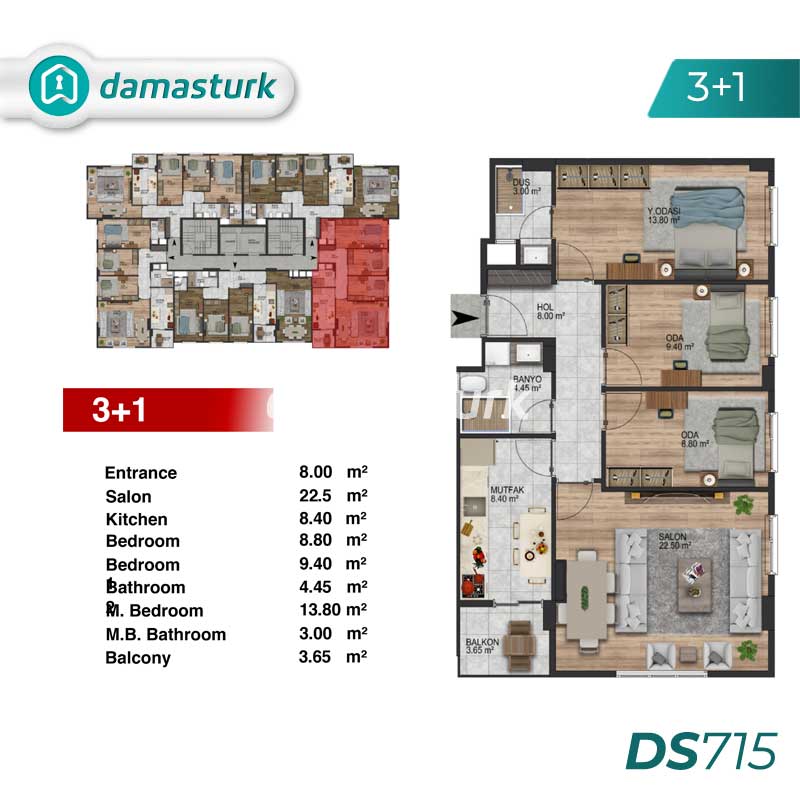 آپارتمان برای فروش در كوتشوك شكمجه - استانبول DS715 | املاک داماستورک 03