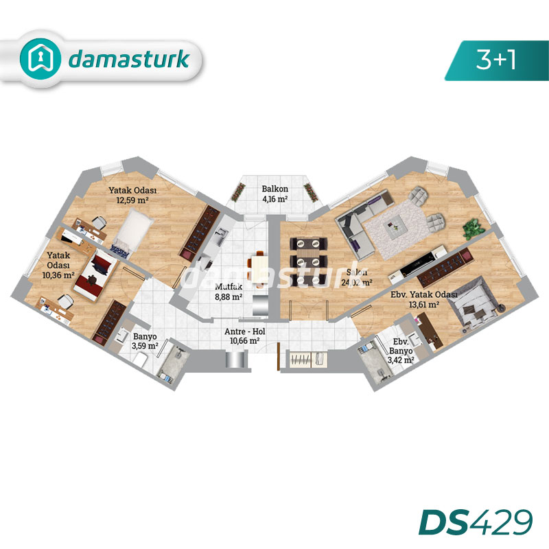 آپارتمان برای فروش در مال تبه - استانبول DS429 | املاک داماستورک 03