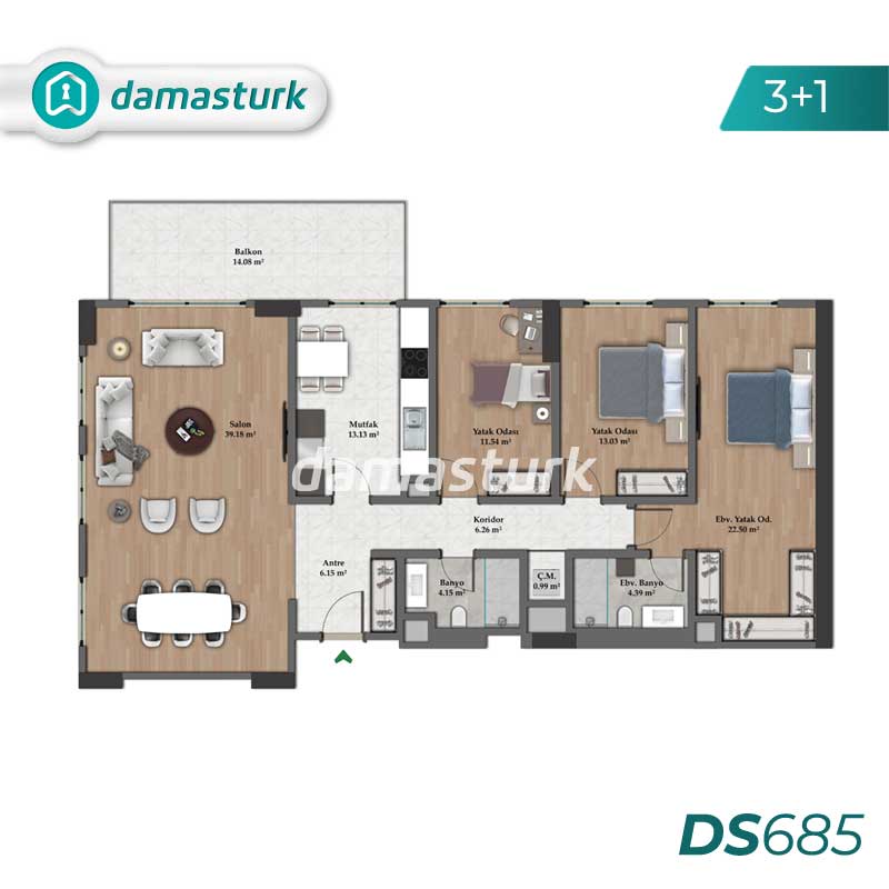 آپارتمان های لوکس برای فروش در ساريير - استانبول DS685 | املاک داماستورک 03