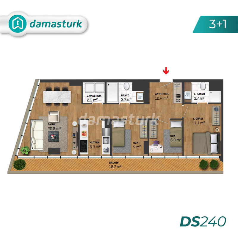 فروش آپارتمان در كوتشوك شكمجة - استانبول DS240 | املاک داماس تورک  03