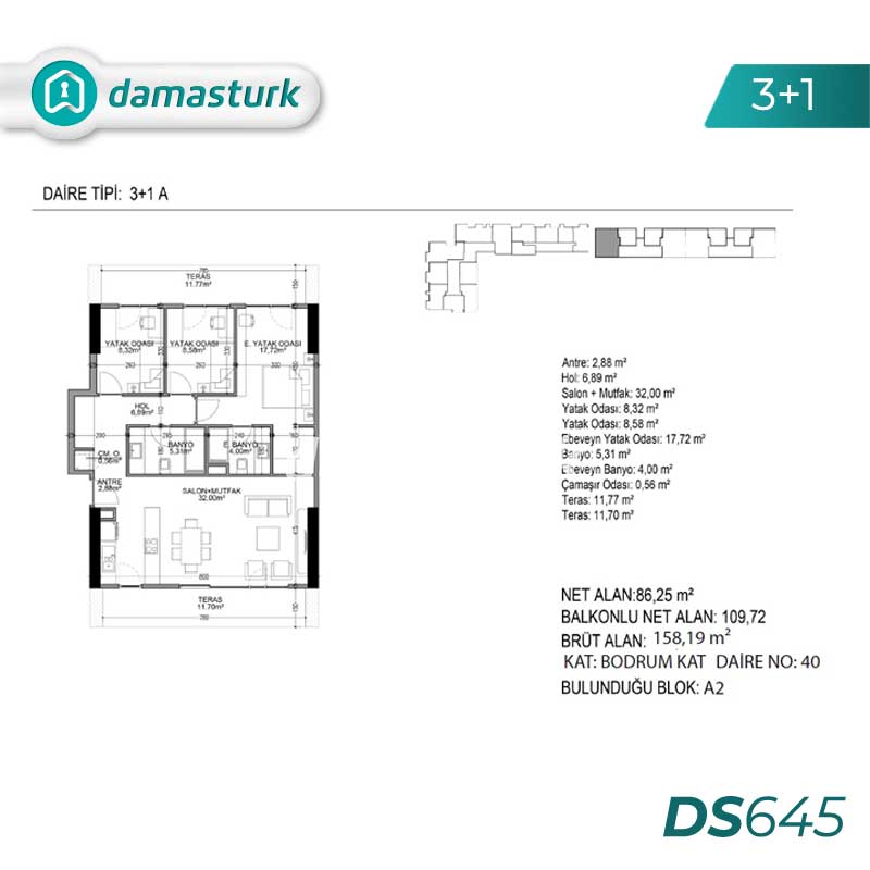 آپارتمان برای فروش در كوتشوك شكمجه - استانبول DS645 | املاک داماستورک 03