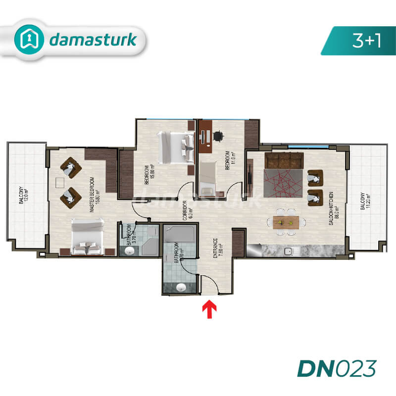 Apartments for sale in Antalya Turkey - complex DN023 || damasturk Real Estate Company 03