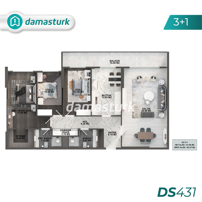 شقق للبيع في بيليك دوزو - اسطنبول  DS431 | داماس ترك العقارية   02
