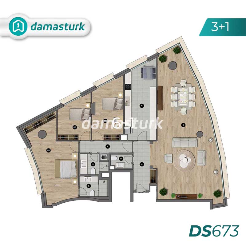 آپارتمان های لوکس برای فروش در اسكودار - استانبول DS673 | املاک داماستورک 01