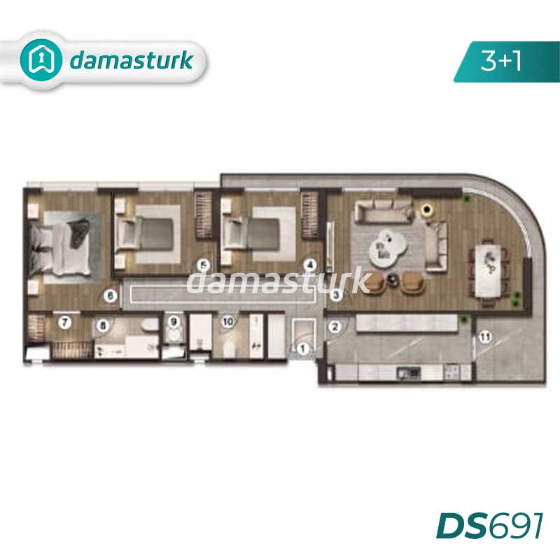 آپارتمان های لوکس برای فروش در كوتشوك شكمجه - استانبول DS691 | املاک داماستورک 03
