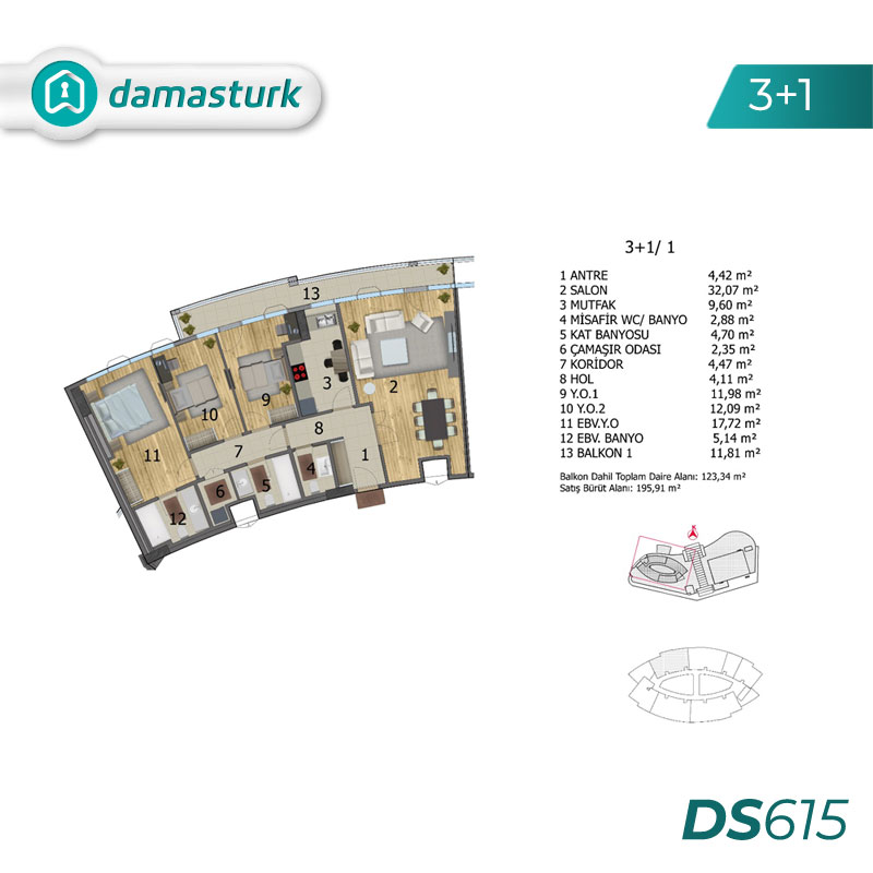 شقق فاخرة للبيع في باشاك شهير - اسطنبول  DS615 | داماس تورك العقارية   01