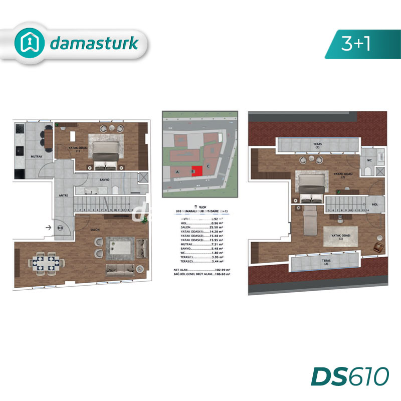 Appartements à vendre à Beyoğlu - Istanbul DS610 | damasturk Immobilier 02