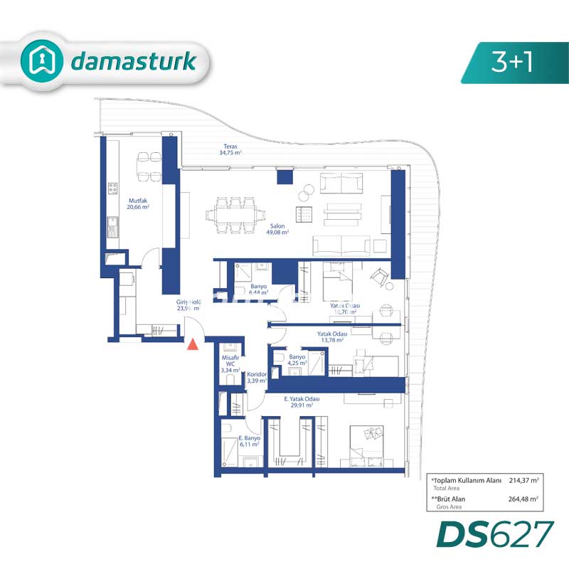 آپارتمان برای فروش در بیکوز - استانبول DS627 | املاک داماستورک 01