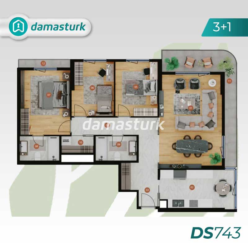 Luxury apartments for sale in Bahçelievler - Istanbul DS743 | damasturk Real Estate 02