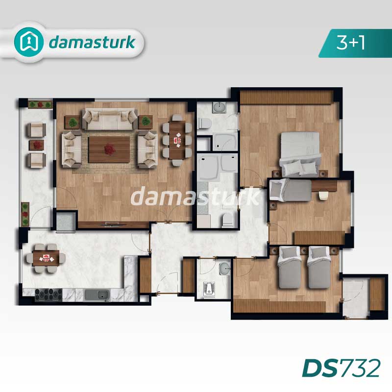 آپارتمان برای فروش در توب كابي - استانبول DS732 | املاک داماس ترک 01
