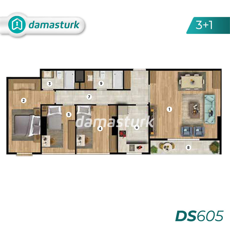 آپارتمان برای فروش در کارتال - استانبول DS605 | املاک داماستورک 02