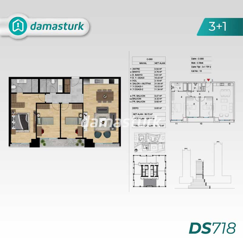 فروش آپارتمان لوکس در آتاشهیر - استانبول DS718 | املاک داماستورک 01