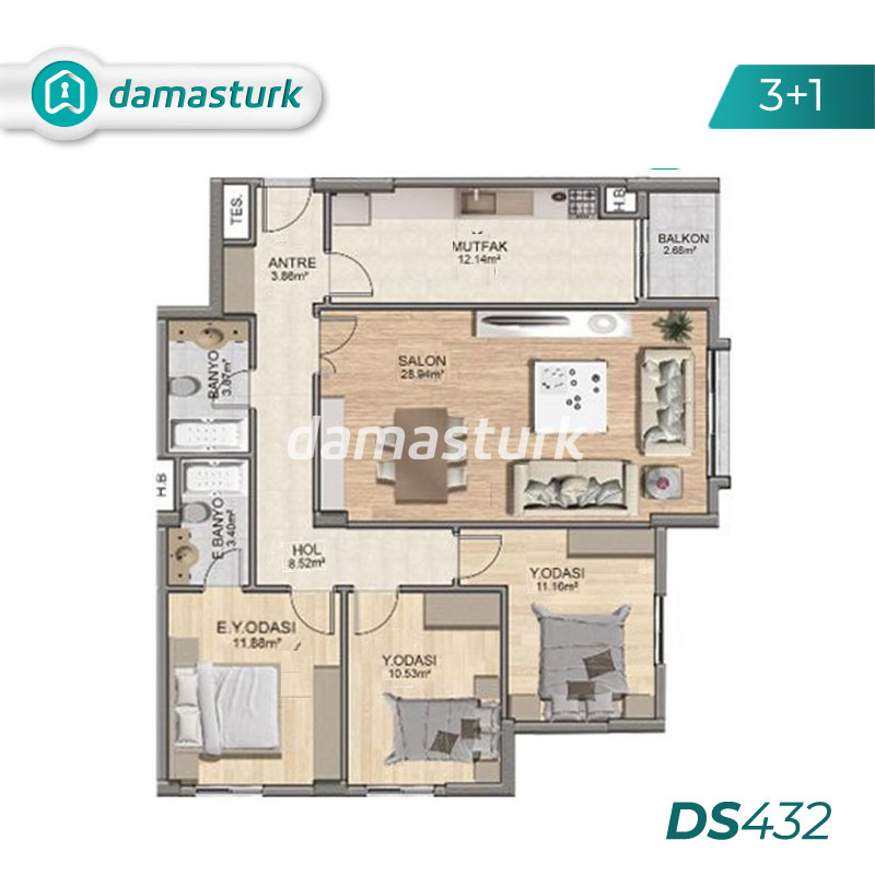 Apartments for sale in Başakşehir - Istanbul DS432 | damasturk Real Estate 03