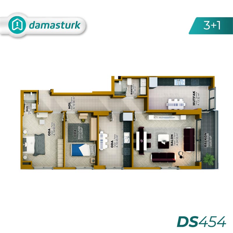شقق للبيع في كوتشوك شكمجة - اسطنبول  DS454 | داماس تورك العقارية   01