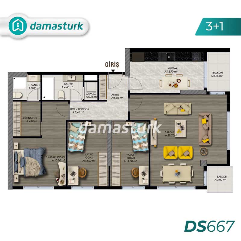 Appartements à vendre à Ispartakule - Istanbul DS667 | damasturk Immobilier 02