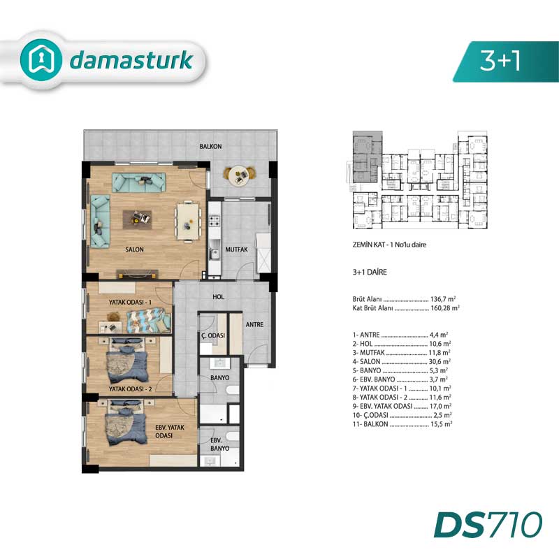 Luxury apartments for sale in Beylikdüzü - Istanbul DS710 | damasturk Real Estate 02