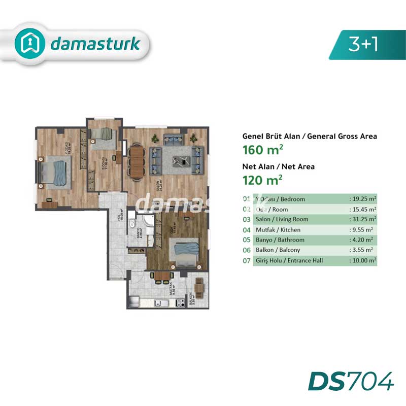 Appartements à vendre à Küçükçekmece - Istanbul DS704 | damasturk Immobilier 03