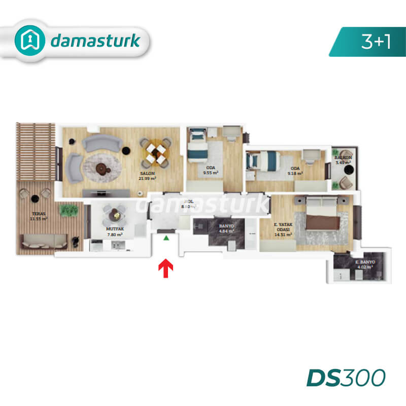 Apartment complex in the European center of Istanbul, Eyup area, with full views of the Golden Horn and Eyup Sultan Mosque || DAMAS TÜRK 02