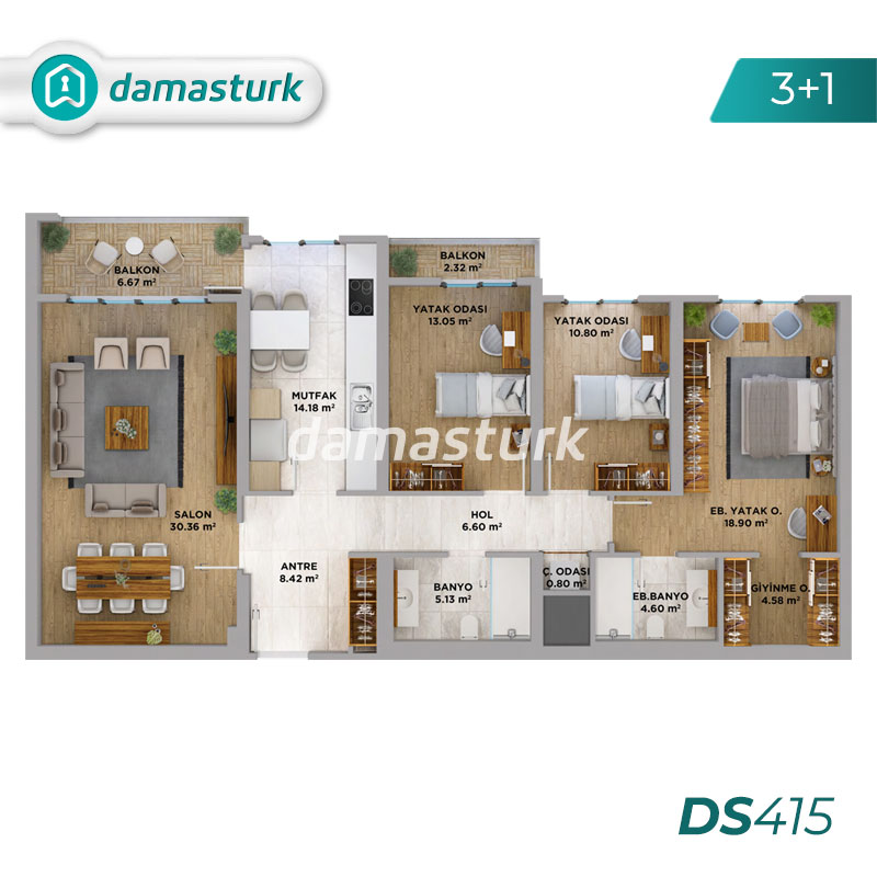 Appartements à vendre à Ispartakule - Istanbul DS415 | damasturk Immobilier 02