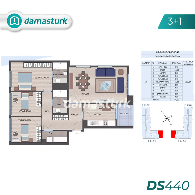 Appartements à vendre à Sultanbeyli - Istanbul DS440 | damasturk Immobilier 02
