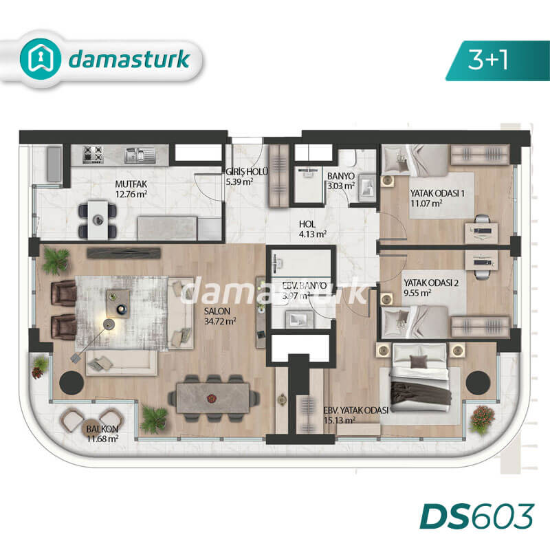 آپارتمان برای فروش در بغجلار - استانبول DS603 | املاک داماستورک 03