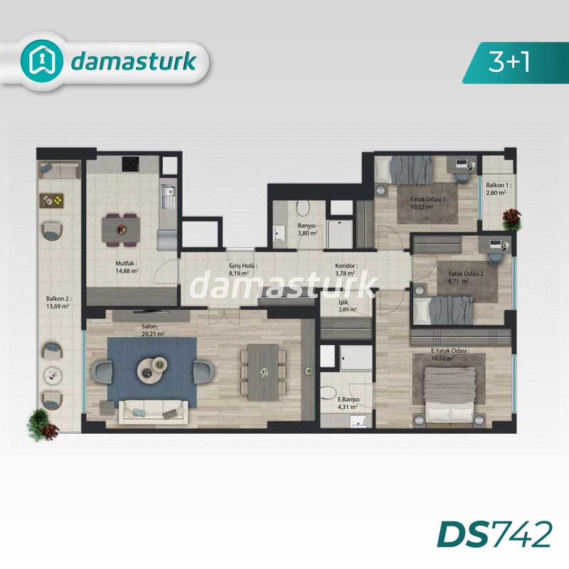 Apartments for sale in Başakşehir - Istanbul DS742 | damasturk Real Estate 02