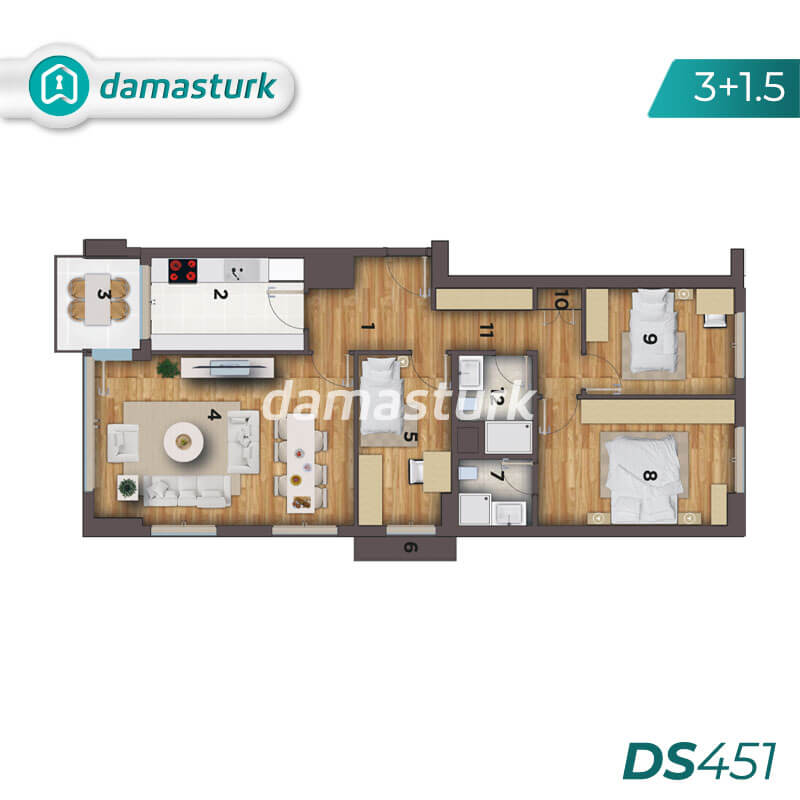 آپارتمان برای فروش در کارتال - استانبول DS451 | املاک داماستورک 02