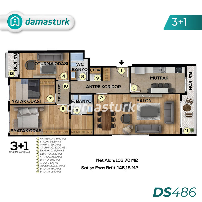 آپارتمان برای فروش در بيوك شكمجة - استانبول DS486 | املاک داماستورک 02