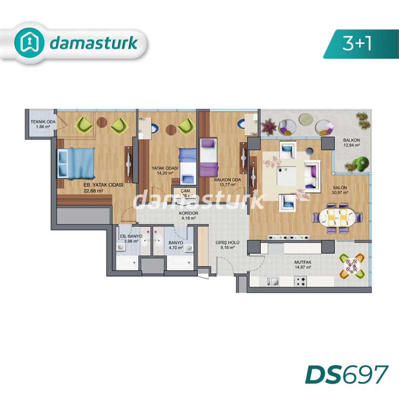 آپارتمان برای فروش در چکمکوی - استانبول DS697 | املاک داماستورک 03
