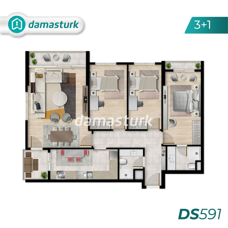 آپارتمان برای فروش در كوتشوك شكمجه - استانبول DS591 | املاک داماستورک 02