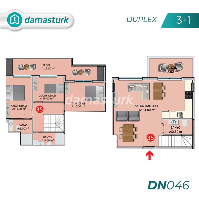 Apartments for sale in Antalya Turkey - complex DN046 || damasturk Real Estate Company 02