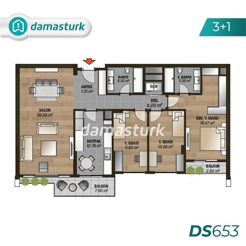 فروش آپارتمان لوکس در بیکوز - استانبول DS653 | املاک داماستورک 02