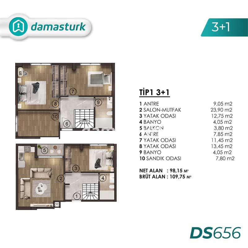 آپارتمان برای فروش در بيليك دوزو - استانبول DS656 | املاک داماستورک 03