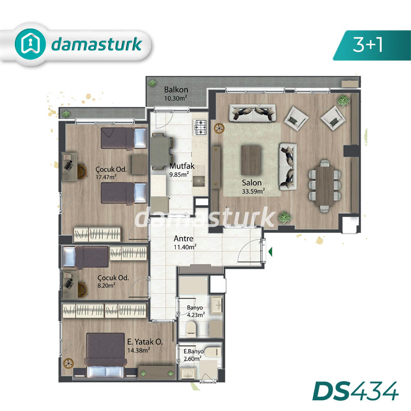Apartments for sale in Kağithane - Istanbul DS434 | damasturk Real Estate 02