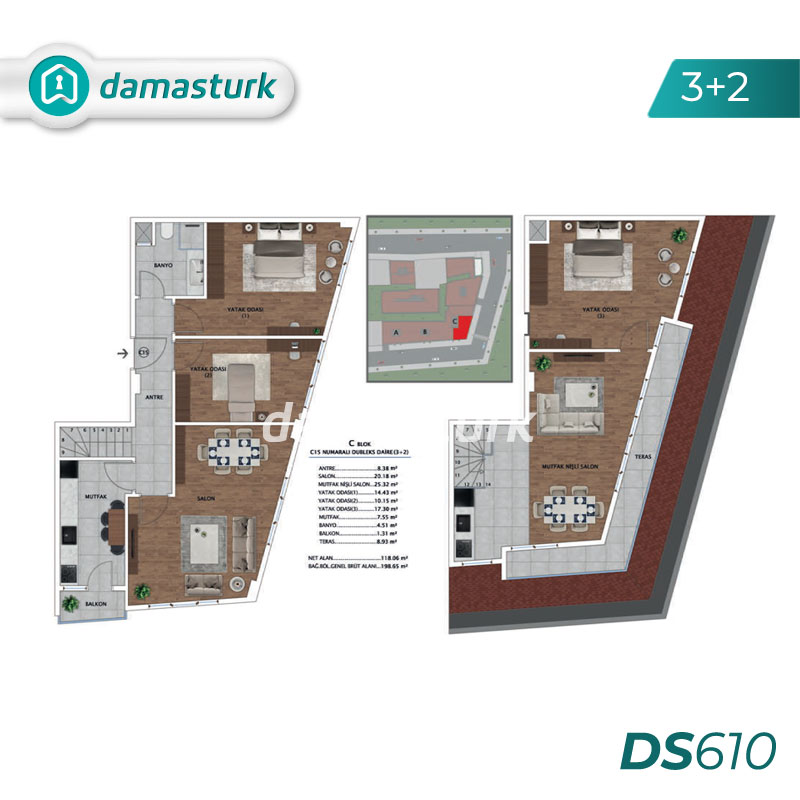 Appartements à vendre à Beyoğlu - Istanbul DS610 | damasturk Immobilier 03