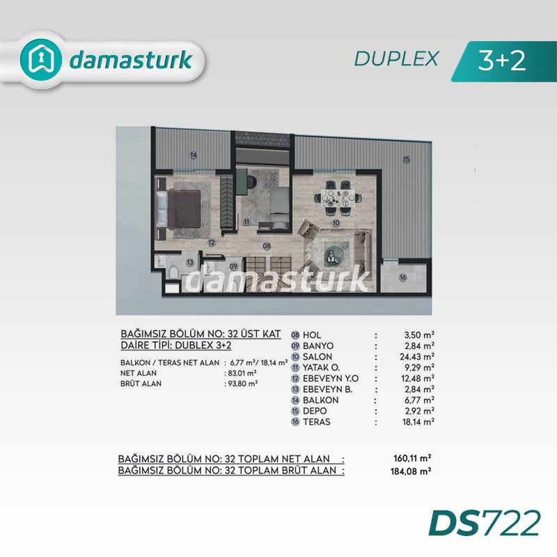 Luxury apartments for sale in Beşiktaş - Istanbul DS722 | damasturk Real Estate 04
