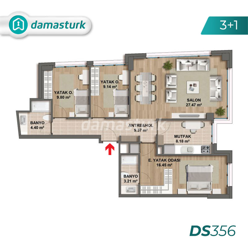 Apartments for sale in Turkey - Istanbul - the complex DS356 || damasturk Real Estate Company 03